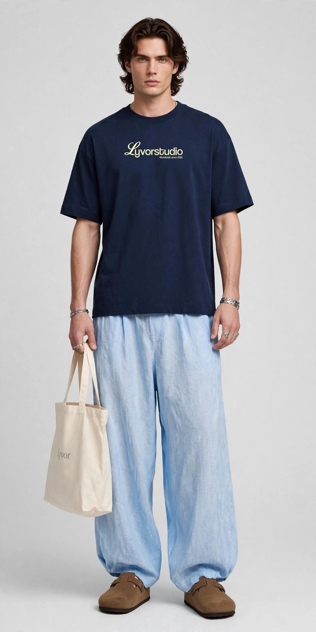 ONE LIFE NAVY BLUE OVERSIZED T-SHIRT