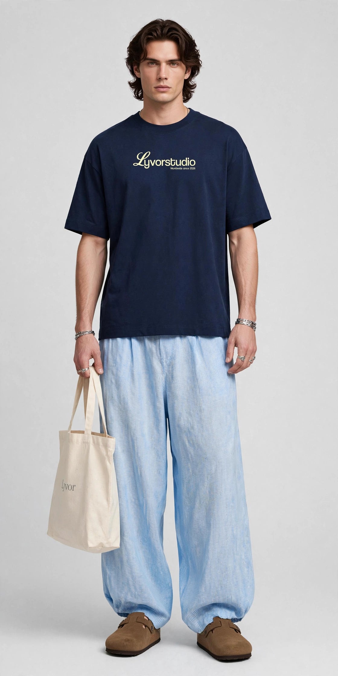 ONE LIFE NAVY BLUE OVERSIZED T-SHIRT