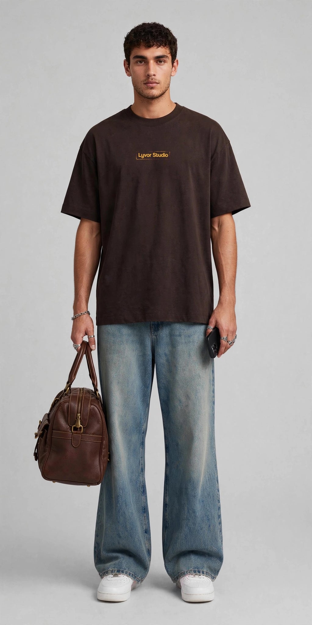 24 HOURS BROWN OVERSIZED T-SHIRT