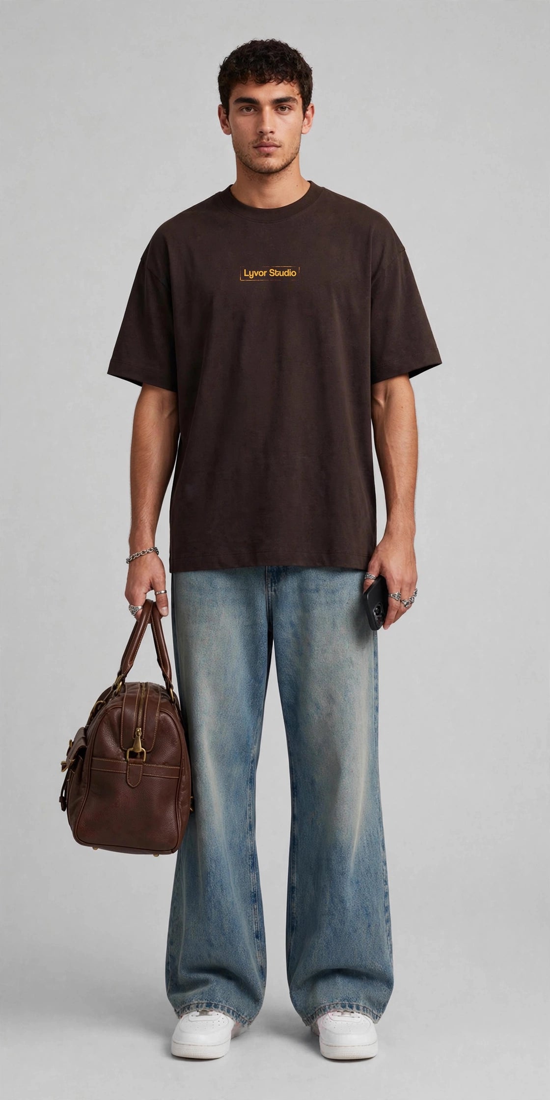 24 HOURS BROWN OVERSIZED T-SHIRT