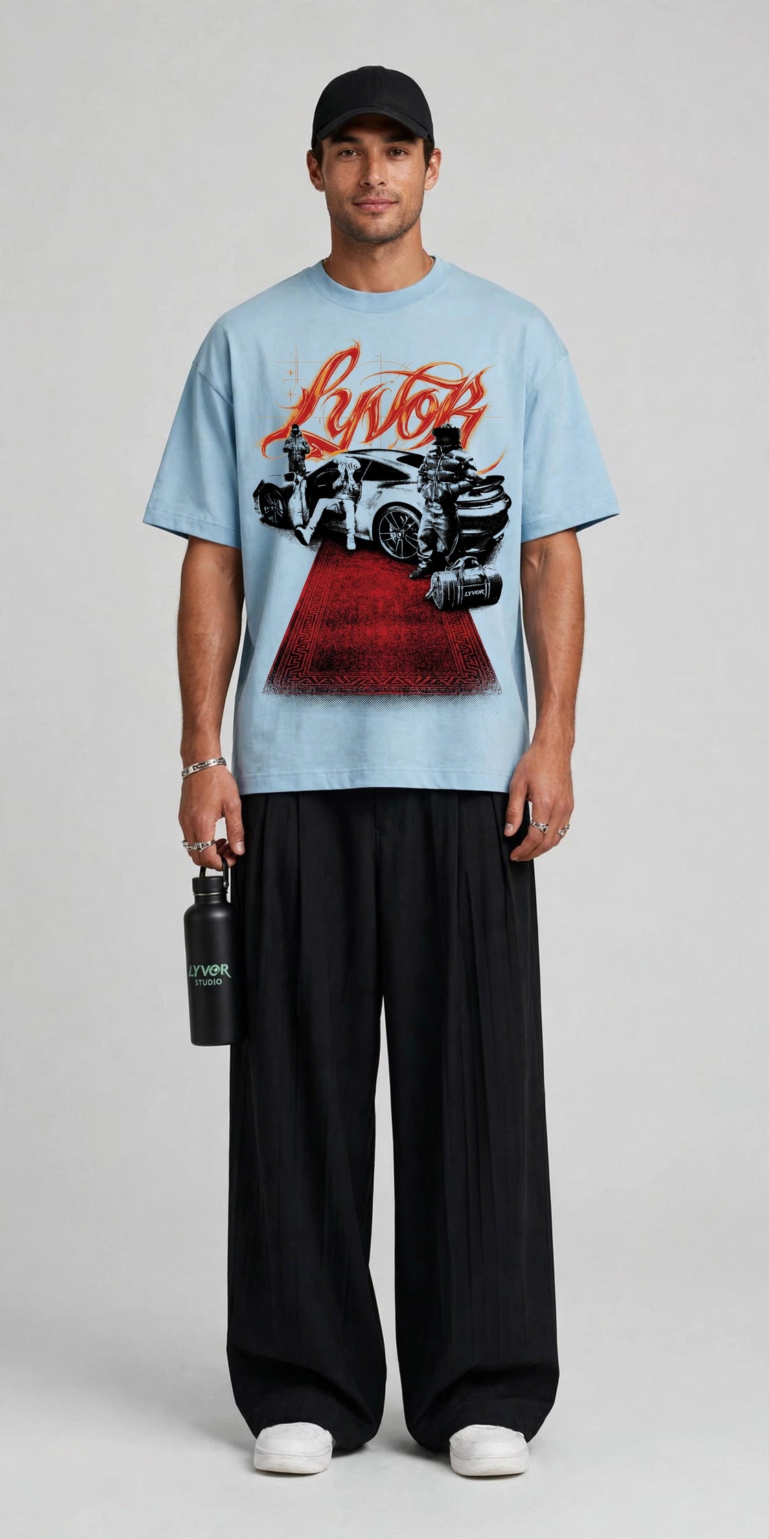 SIGNATURE SKY BLUE OVERSIZED T-SHIRT