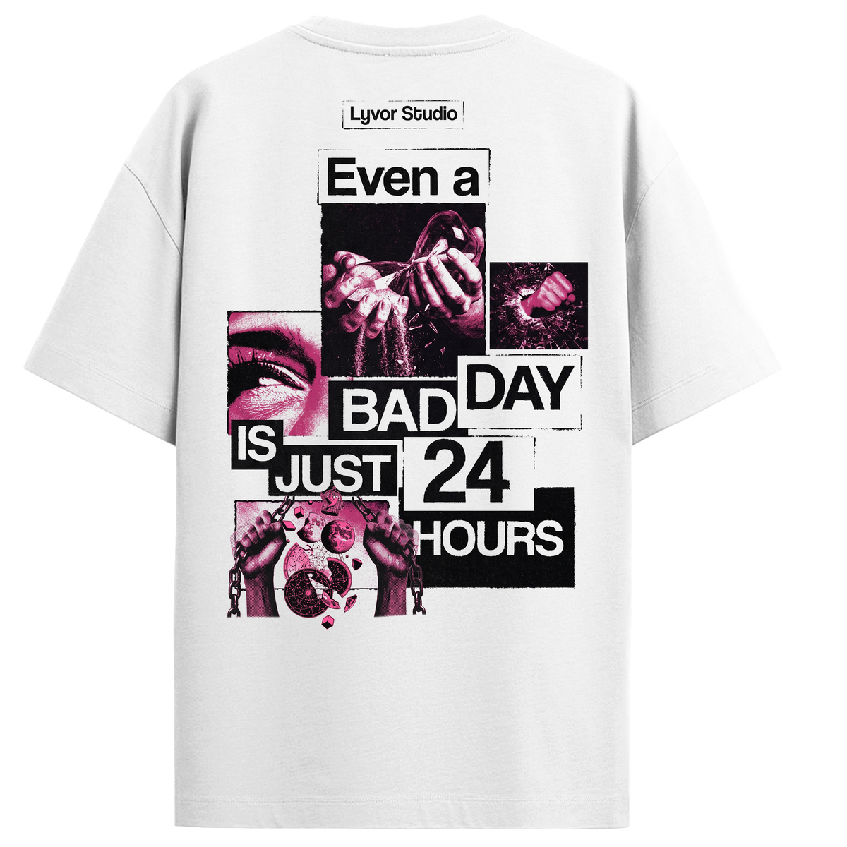 24 HOURS WHITE OVERSIZED T-SHIRT