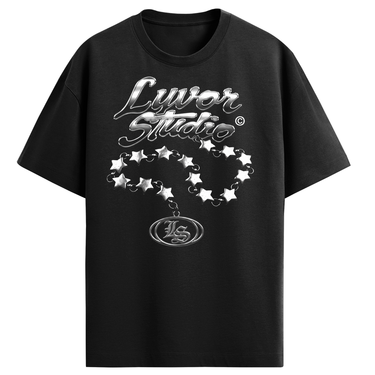 STARS BLACK OVERSIZED T-SHIRT