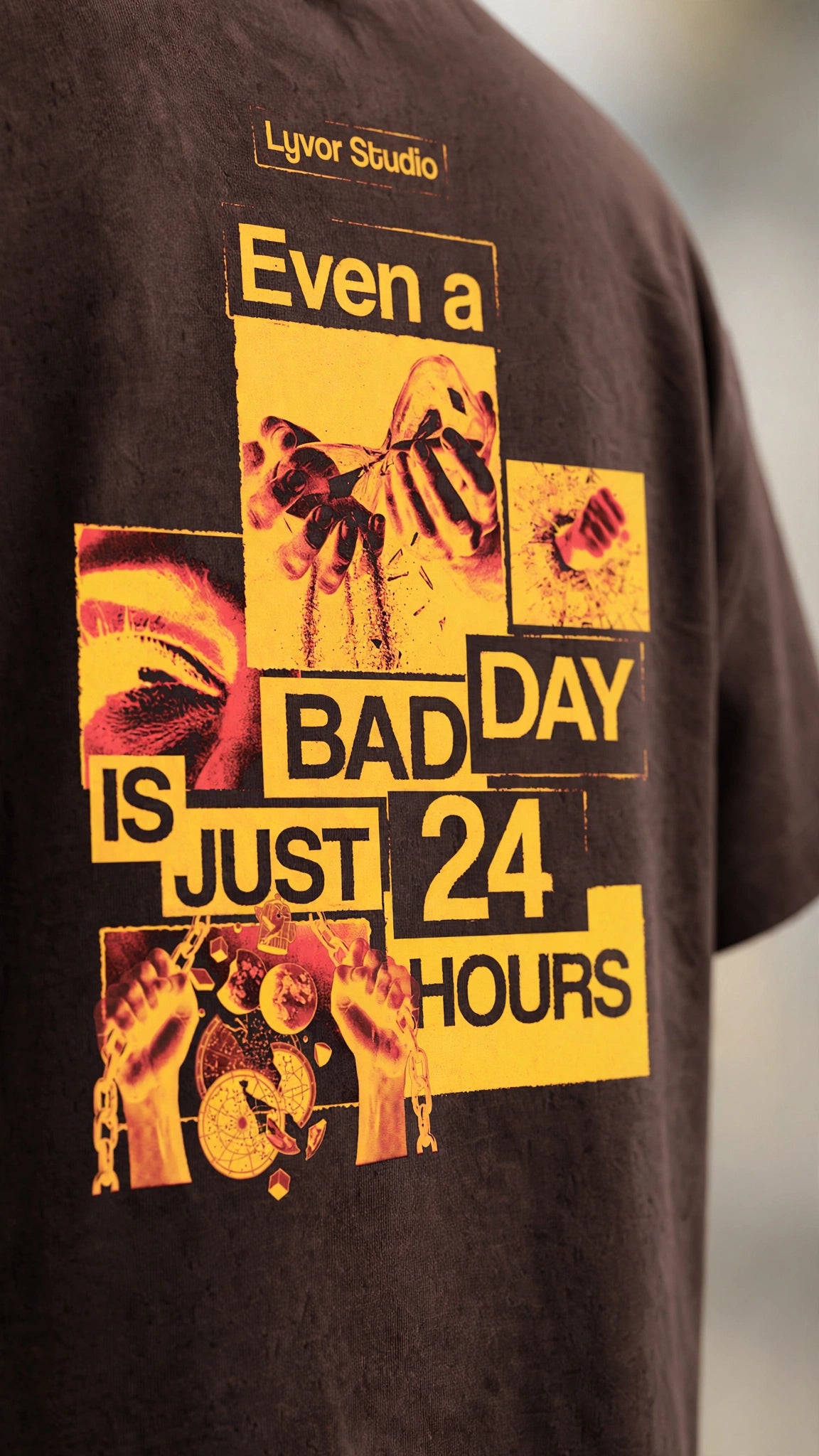 24 HOURS BROWN OVERSIZED T-SHIRT