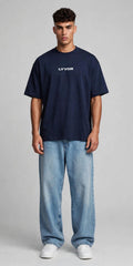 BASIC NAVY BLUE OVERSIZED T-SHIRT