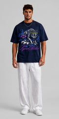 WOLF NAVY BLUE OVERSIZED T-SHIRT
