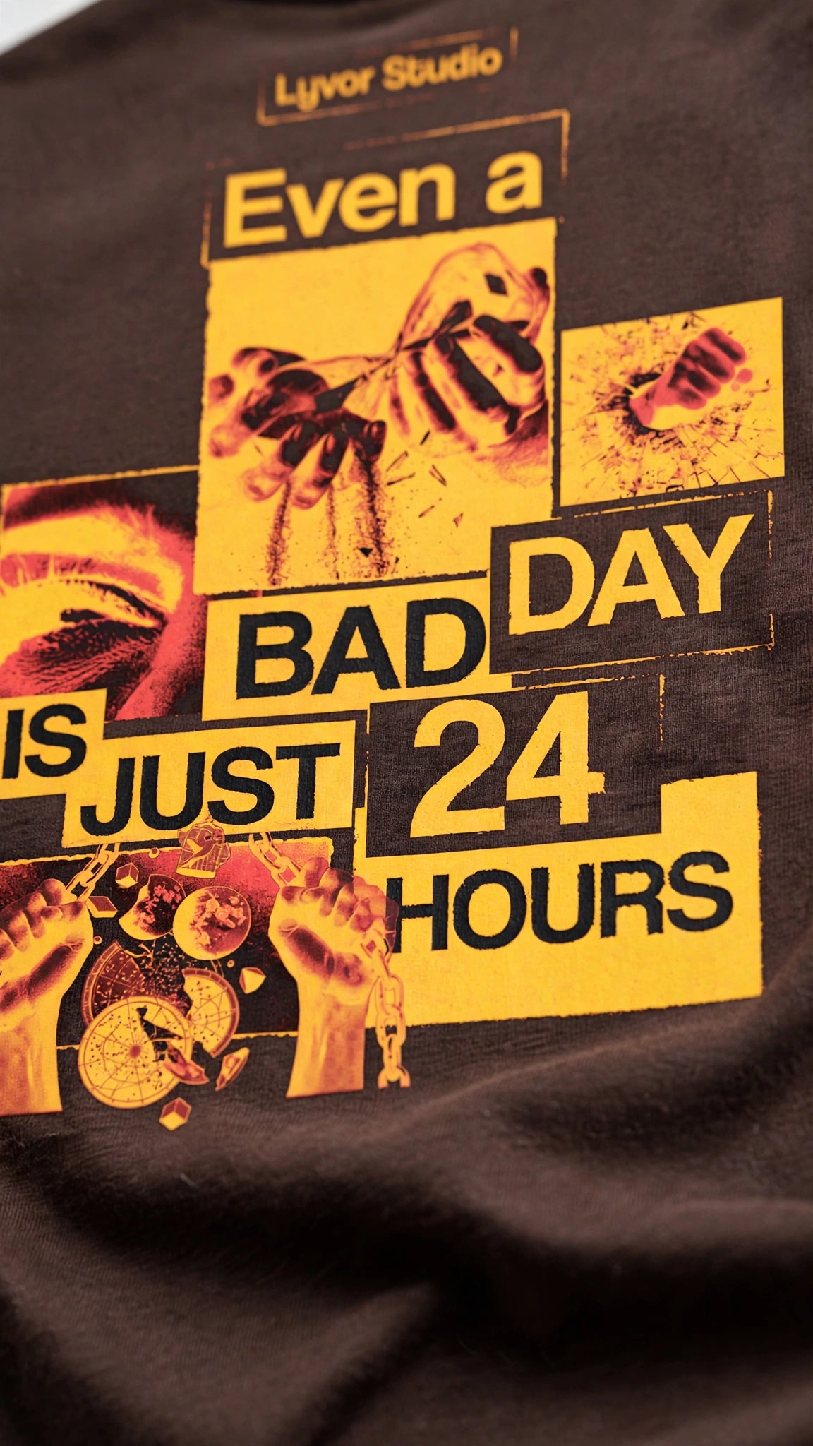 24 HOURS BROWN OVERSIZED T-SHIRT