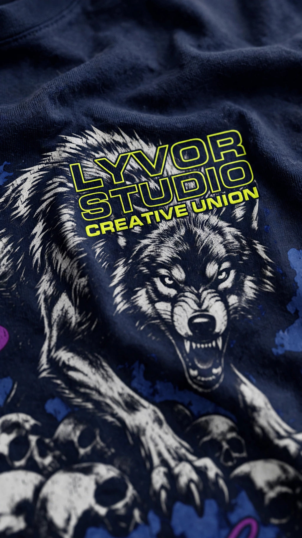 WOLF NAVY BLUE OVERSIZED T-SHIRT