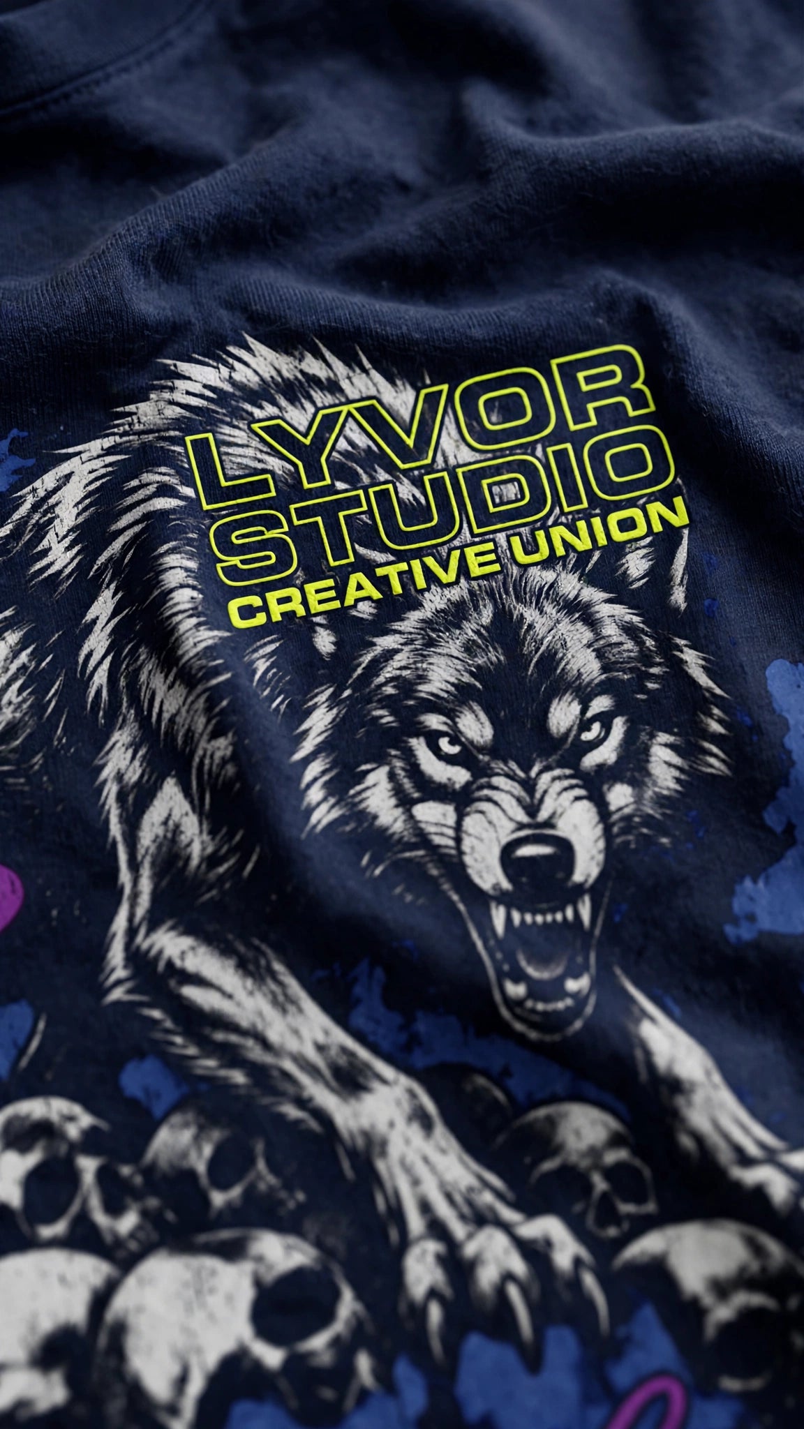 WOLF NAVY BLUE OVERSIZED T-SHIRT