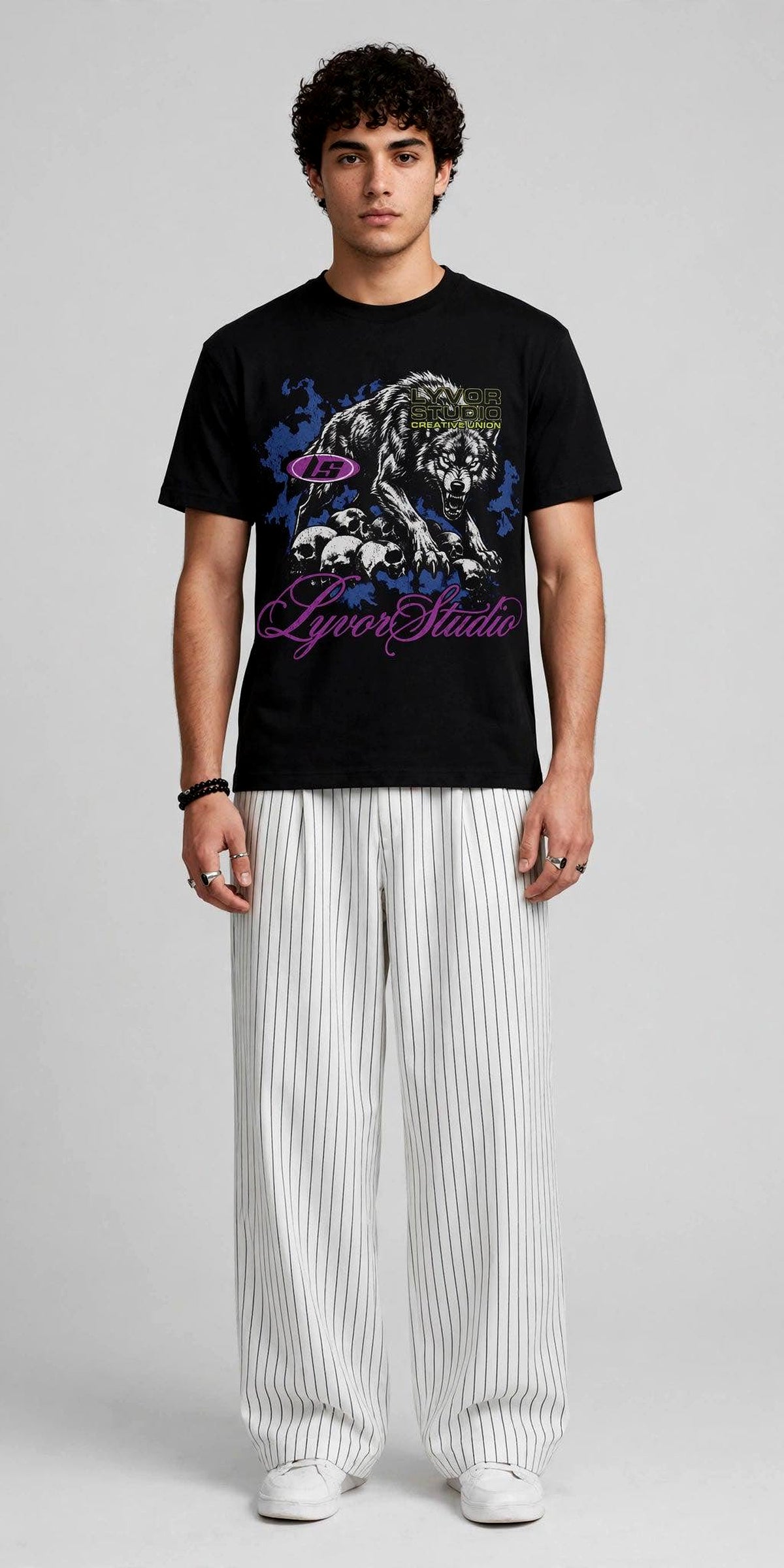 WOLF BLACK REGULAR FIT T-SHIRT