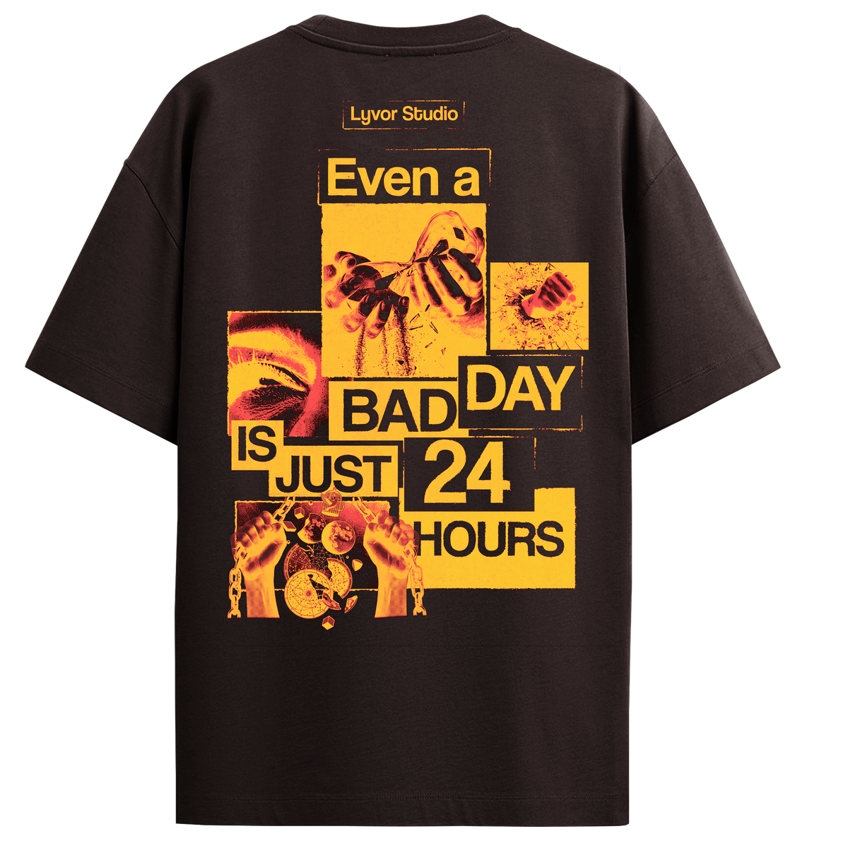 24 HOURS BROWN OVERSIZED T-SHIRT